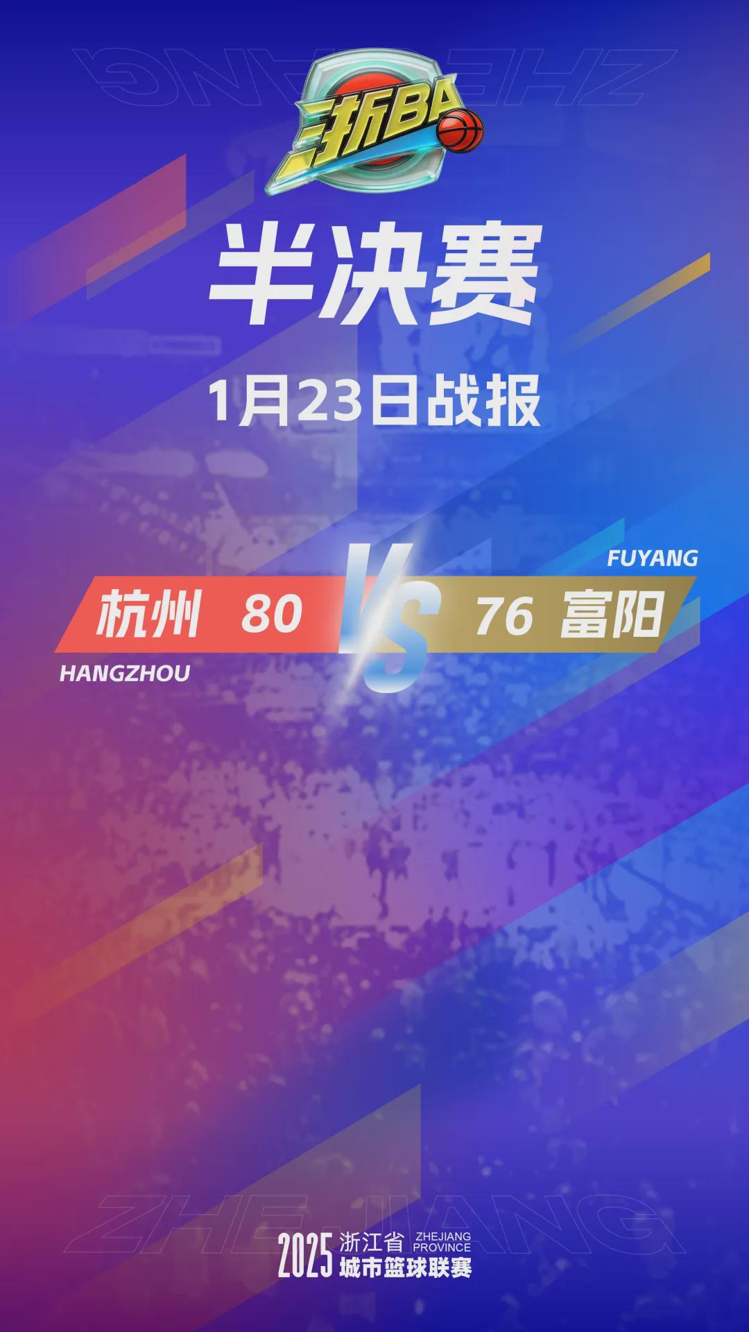 米乐m6-4分险胜！杭州队率先晋级“浙BA”总决赛